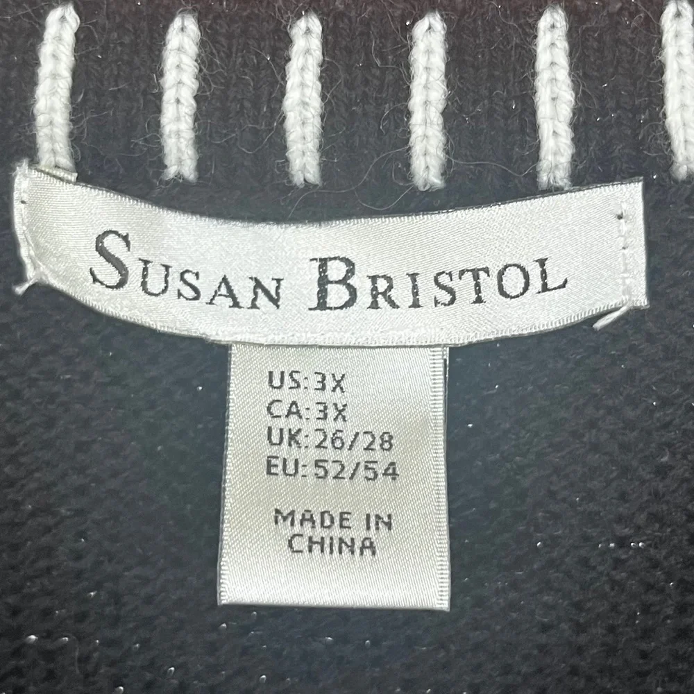 VTG Susan Bristol Black Cardinal & Poinsettia Embellished Sweater Vest Size 3X - Picture 5 of 6